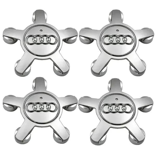 Spel av 4 navkapslar 4f0601165 N hjul emblem, för navkapslar av 135 mm för Audi (silver) etikett
