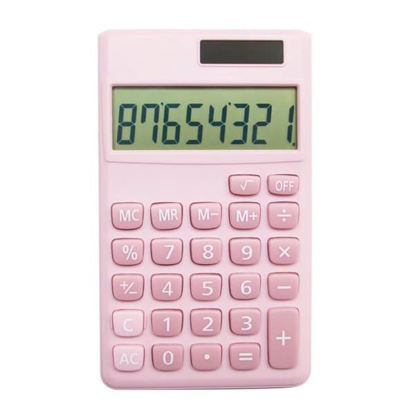 Standard skrivbordskalkylator – Kompakt digital skrivbordskalkylator med 8-siffrig LCD-skärm (rosa)