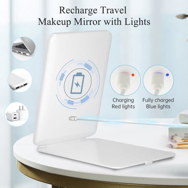 Matkameikkipeili - Eclipse - 72 sisäänrakennettua LED-valoa - 3 valaistusasetusta - 1000 mAh USB-akku