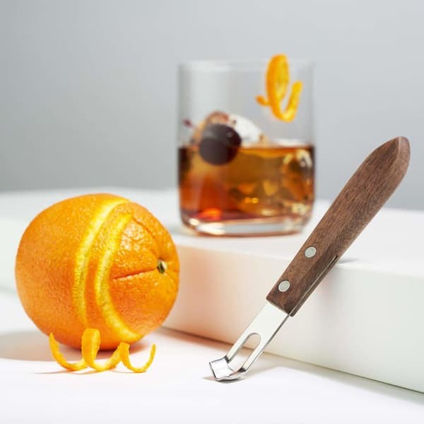 Citrus zester / Appelsinskræller (valnød og rustfrit stål) – Ideel til cocktail pynt (pakke med 1)