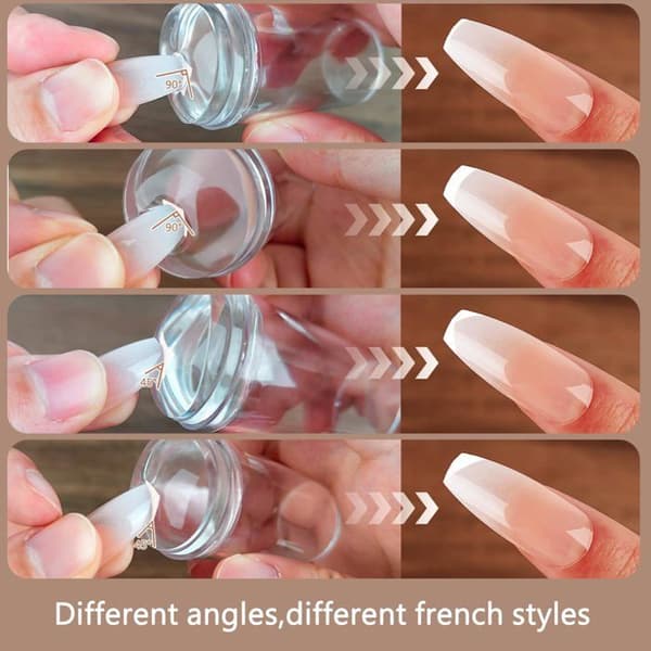 Sæt med stempler til fransk manicure, gennemsigtige silikone-stempler med skraber, ideelle til DIY neglekunst.