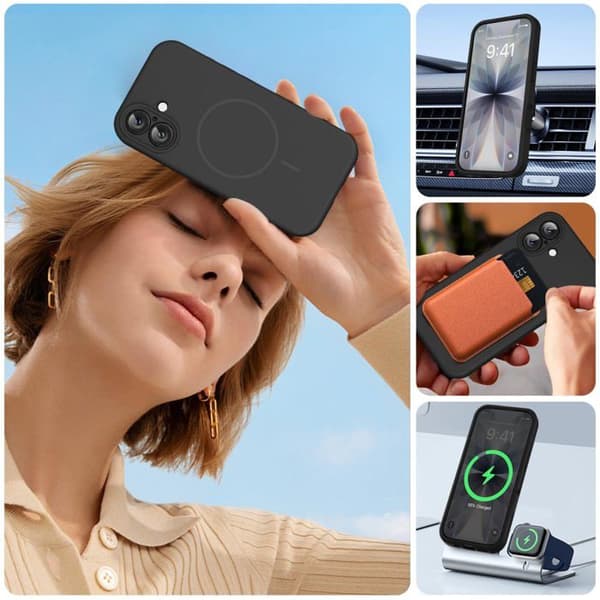 Magnetiskt skal för iPhone 17, stöttåligt och fallresistent, svart