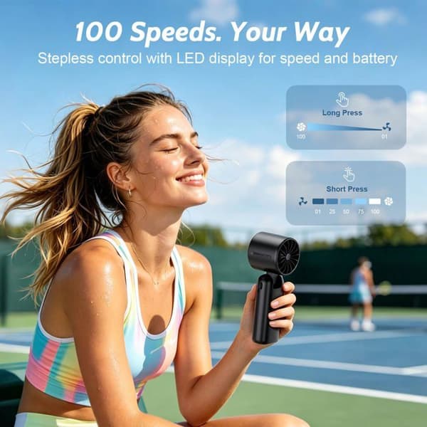 Mini-bærbar ventilator - SONGHUI - Turbo - 5000 mAh - Hastighedsindstilling 1-100 - USB-C