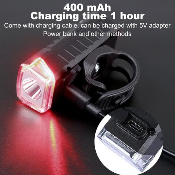 LED cykellygte - SONGHUI - Standard model - Vandtæt - Genopladelig USB - Styrmontering