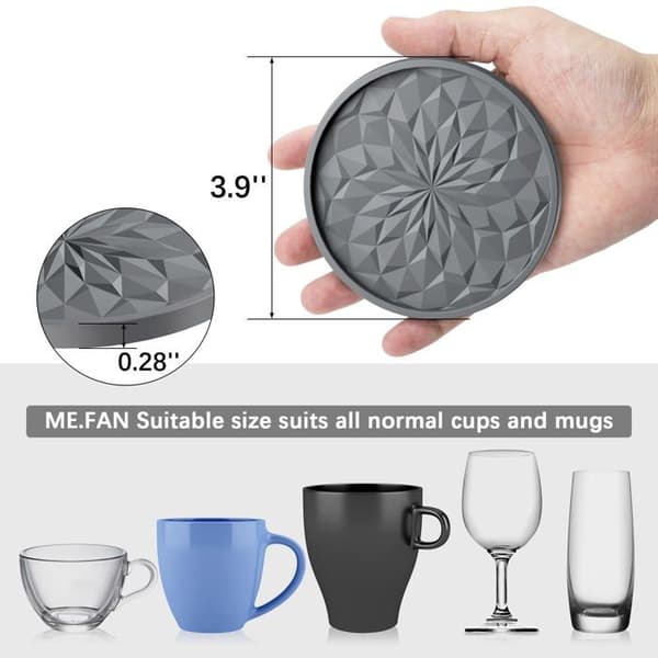 Sætteunderlag - SONGHUI - Sæt af 6 - Skridsikre - Tykkelse 7 mm - Diameter 10 cm