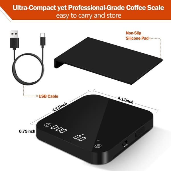 Mini-kaffebalance - SONGHUI - Genopladelig - Præcision 0,1 g - Kapacitet 2000 g - Automatisk timer