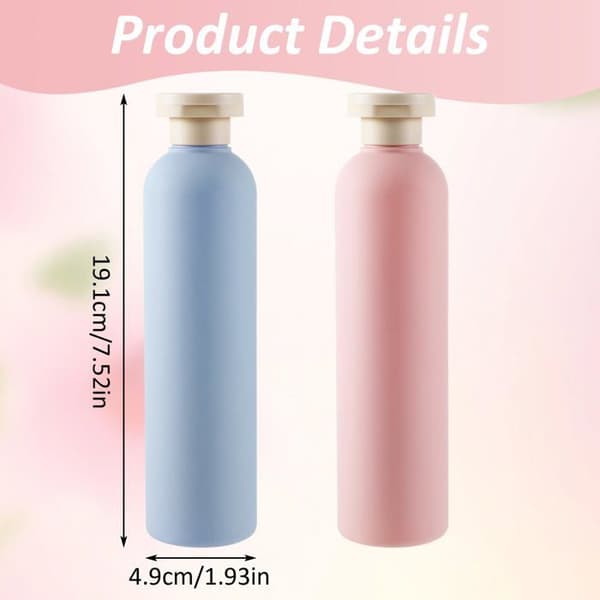 Sæt med 2 bløde flasker – Genanvendelige rejseflasker i plast på 260 ml (Blå + Pink)