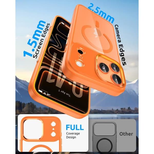 Magnetisk beskyttelsesskal til iPhone 17 Pro Max, blød TPU-ramme, stødabsorberende (orange)