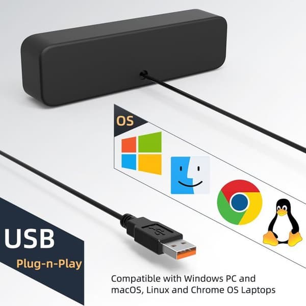 [Förbättrad version] Datorhögtalare, USB Plug & Play, mini-ljudbar, kraftfullt stereoljud