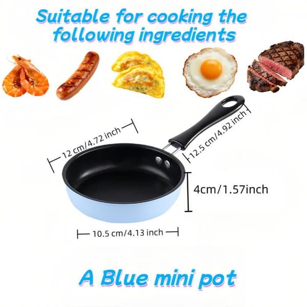 Miniäggpanna med non-stick beläggning på 4,7 tum, 5-lagers beläggning, diskmaskinssäker (blå)