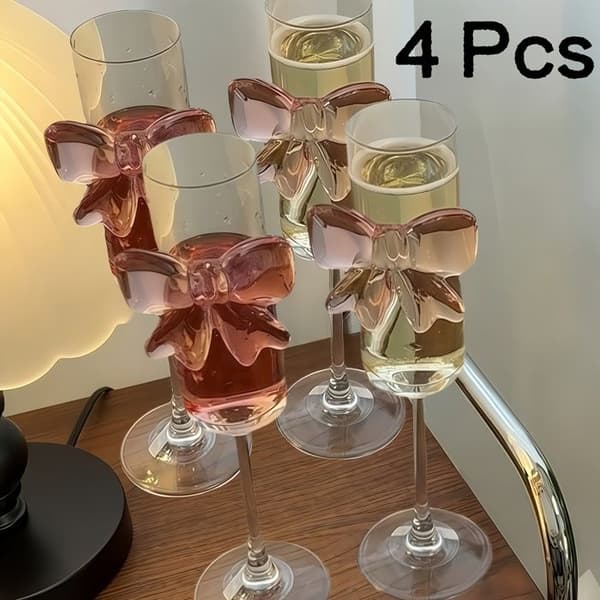 Champagneglas - S'AGRANDIR - Kristallstil - Rosa knut - Set om 4 - 170 ml