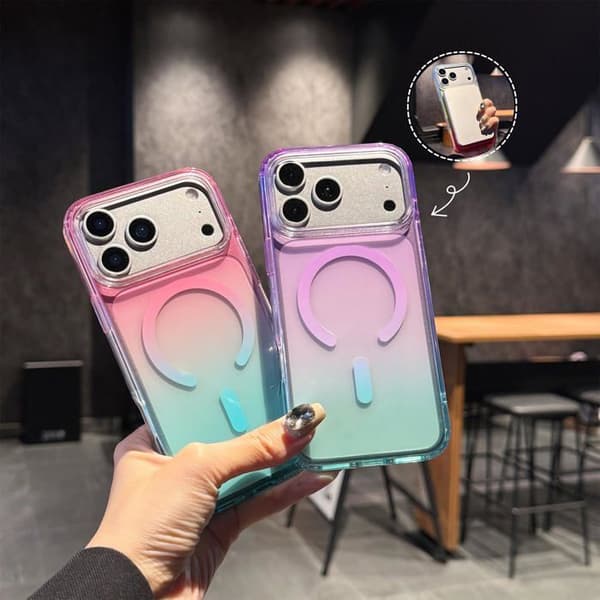 Magnetisk skal med gradient för iPhone 17 Pro - Tvåfärgad gradient - Dimma lila