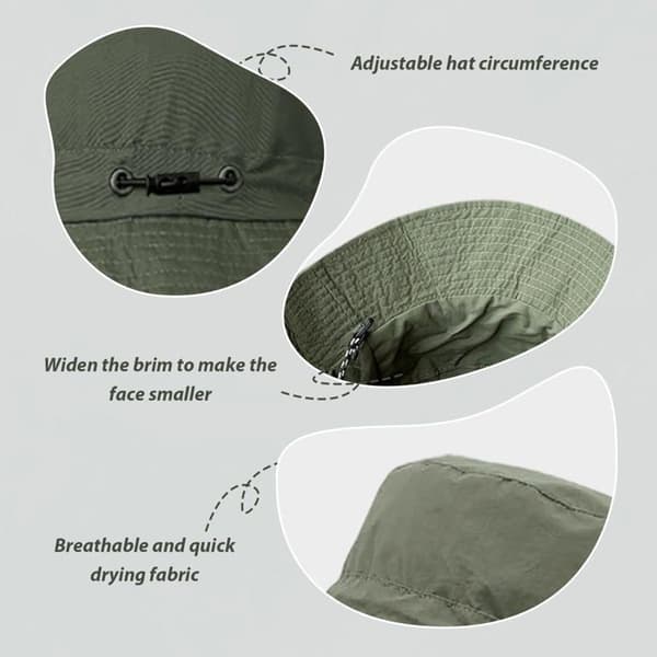 UV-beskyttelseshat - UDVOKSE - Foldbart design - Militærgrøn - Justerbar hagebånd - Åndbar
