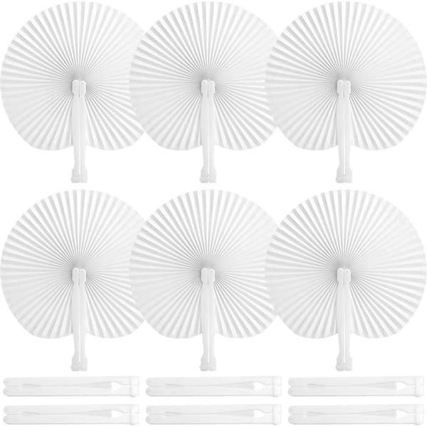 Fällbara fläktar - SONGHUI - 12-pack - Vit - Papper - 14,5 cm ihopfälld Vit