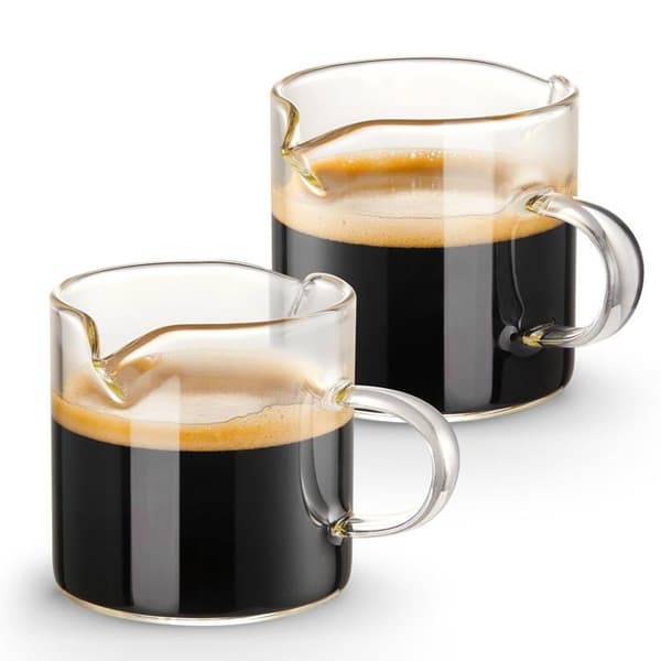 Espressokopper (sæt af 2), 4 oz målekop med håndtag og dobbelt hældetud