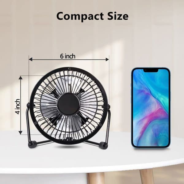 Bærbar skrivebordsventilator - SONGHUI - Mini USB 4'' - Stille <40 dB - 360° rotation - Metal