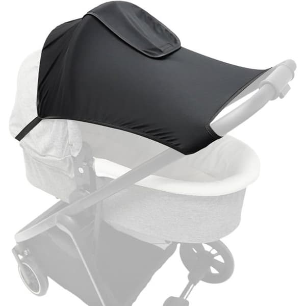 Solskærm til barnevogn, UV50+ solbeskyttelse, med observationsvindue, unisex størrelse lille, sort.
