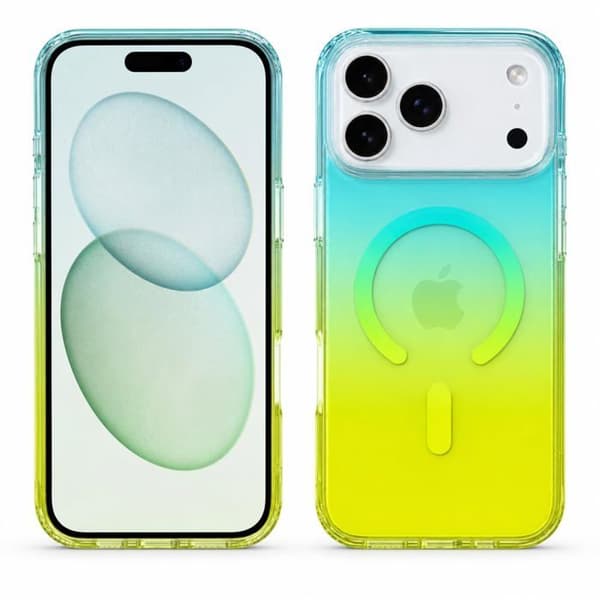 Magnetisk beskyttelsesskal med gradient til iPhone 17 Pro - To-farvet gradient - Blå-gul gradient