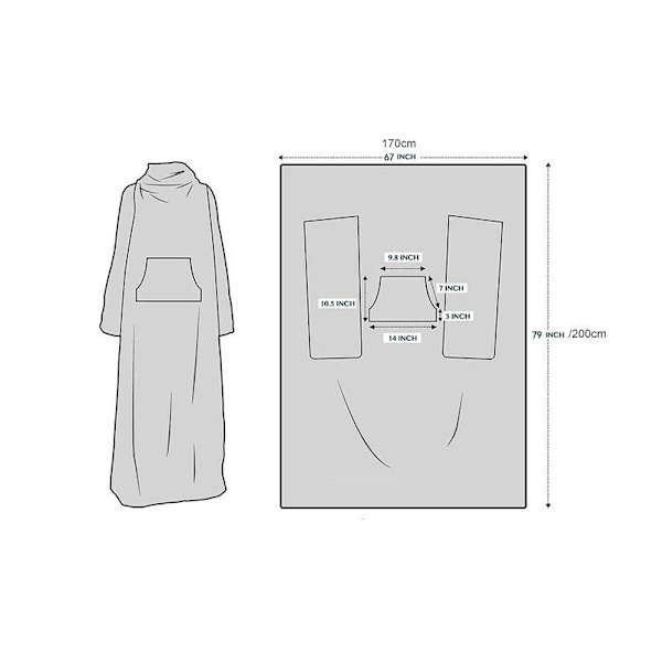 Bærbart tæppe med ærmer fleece tæppe vinter varmt fleece tæppe med kar marineblå velcro 150*180