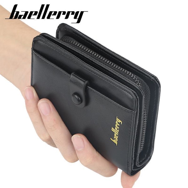 Baellerry mænd PU læder tegnebøger Fashion Business Design kort hul sort 12 cm * 9,5 cm * 3,5 cm