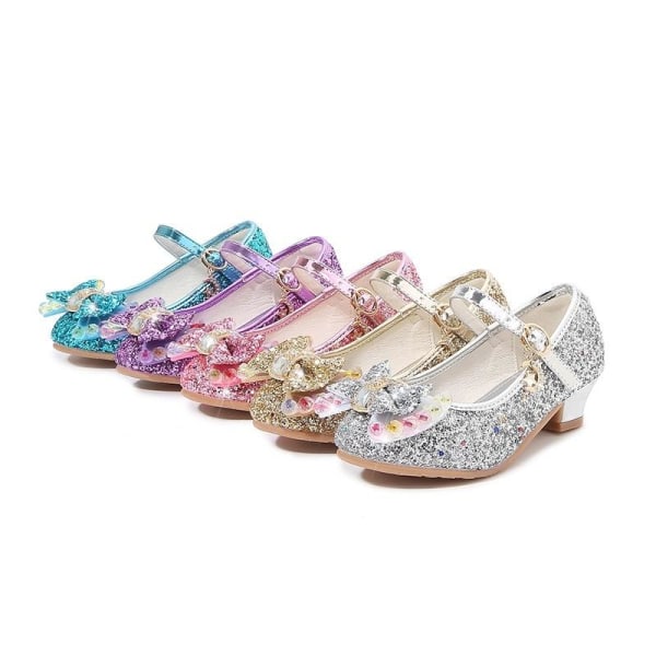 elsa prinsess skor barn flicka med paljetter silverfärgad 23cm / size38