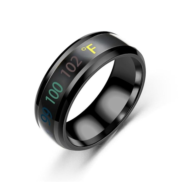 Temperaturbeständighet Par Ring 925 Sterling Silver Fashion Fahr fahrenheit 8mm svart nr 10