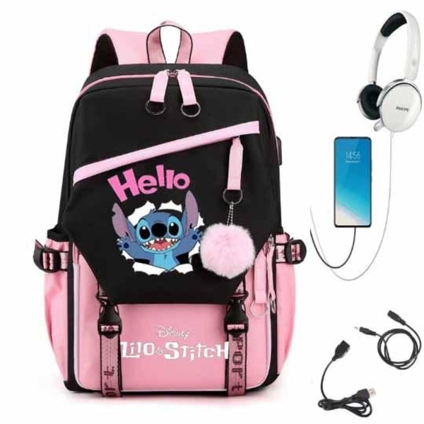 stitch reppu lasten reput reppu USB-liitännällä 1kpl pinkki 4 bd26 | rosa 4  | Fyndiq