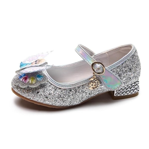 elsa prinsess skor barn flicka med paljetter silverfärgad 19cm / size30