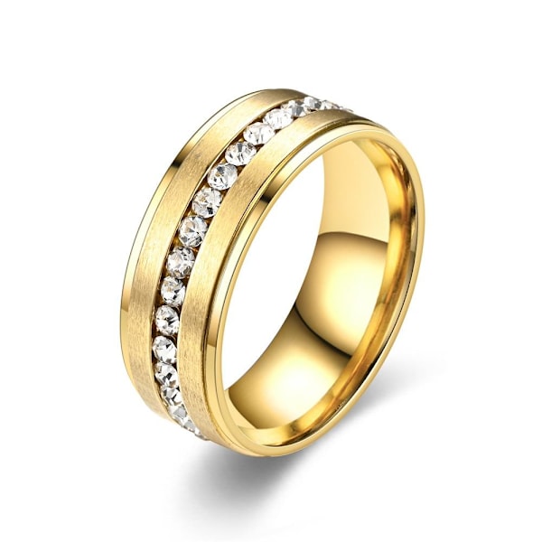 Dobbelt-trin mat diamant ring - glitrende fuldslebet diamant forlovelsesring 8 mm sort nr. 7