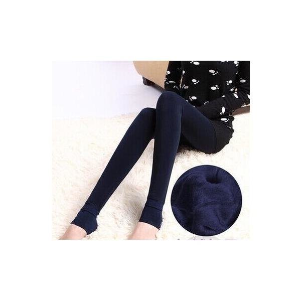 fodrade vinter leggings stretch varma leggings varma byxor marinblå 200g (One Size)