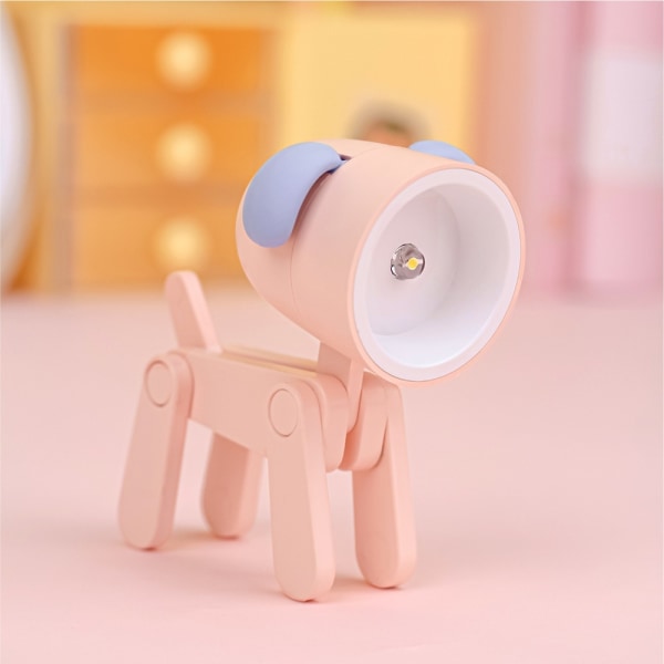 söt Mini LED nattlampa hopfällbar bordslampa hund rosa hund