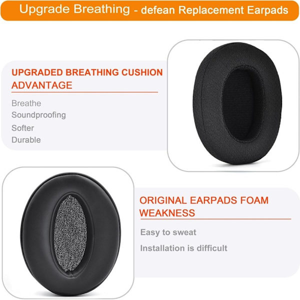 øreputer hodetelefonputer pads for Sennheiser HD 4.50BT 4.40BT svart