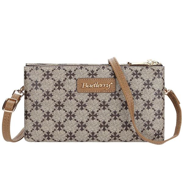 Vintage blomstermønster Crossbody-taske med dobbelt lynlås og håndtag s5583 grå