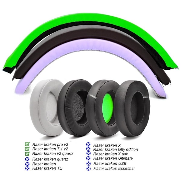 öronkuddar eller huvudkudde för Razer 7.1 V2 pro grå oval