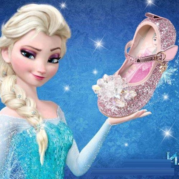 elsa prinsess skor barn flicka med paljetter rosa 18cm / size29