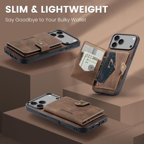 (Til iPhone 16 Plus) Magnetisk spænde pung etui med flere kortpladser og stativfunktion blå