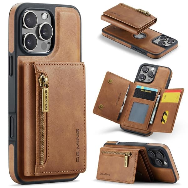 (For iPhone 12 / iPhone 12 Pro) DG.MING M5 Series magnetisk lommebok brun