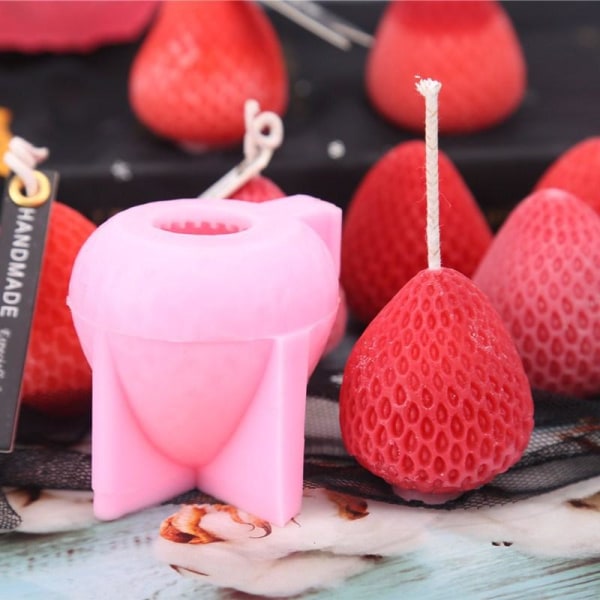 lysform lysformar DIY silikonform stearinljus 3D jordgubbe