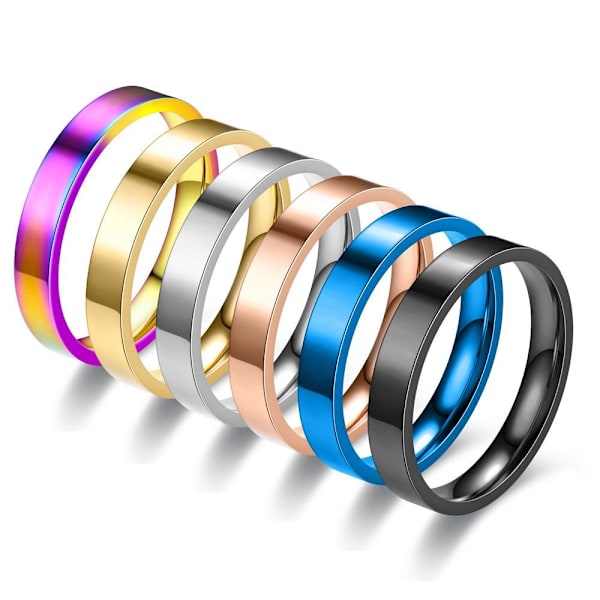Upeat sopivat vihkisormukset - kiillotetut 14K kultaiset nauhat 4mm litteä musta Nro 8