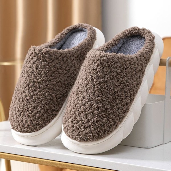 fluff tofflor varma tofflor innetofflor PC04 kaffe 42-43 (insida 27cm)
