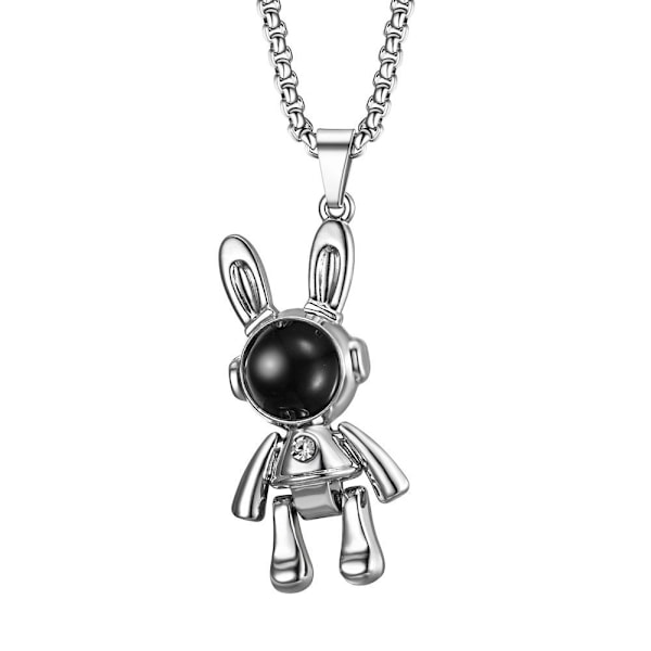Galactic Groove Necklace: Unikt 4-färgs Astronaut Hip-Hop Chain transparent färg
