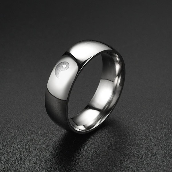 Tai Chi titaaniteräs pari - ajaton Bagua-kuvio kaiverrettu 6mm teräksen värinen naisten malli Nro 7