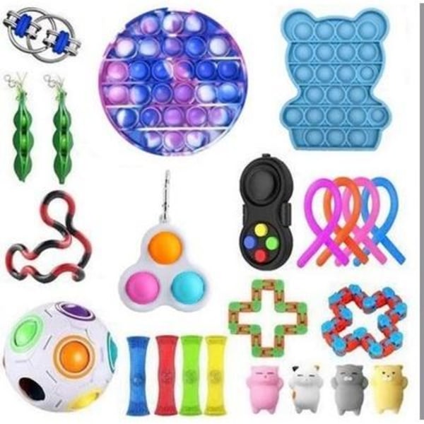 23st fidget legetøjspakke festfavörer sensorisk pop it stressboll