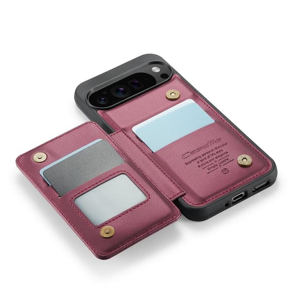 (För  Pixel 9 Pro XL) PU-läder plånboksfodral med RFID-skydd och stativ brun