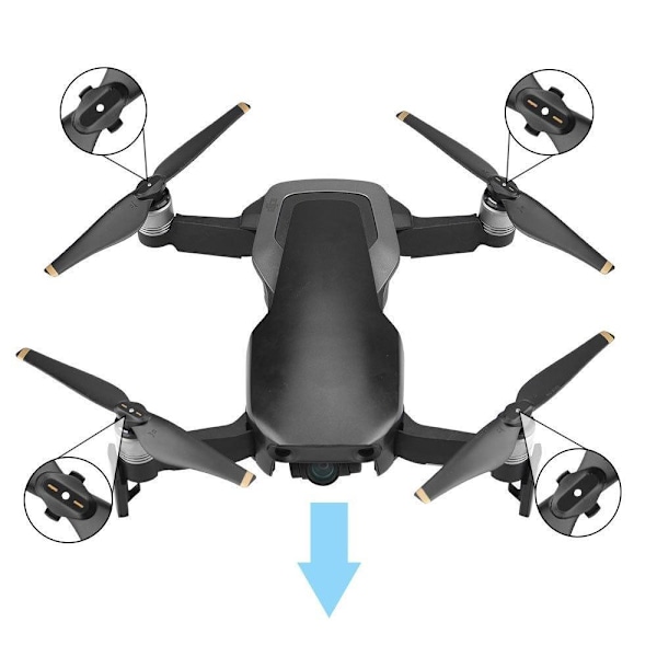 Holdbare DJI Mavic Air erstatningspropeller (5332s) - Sort/gul 4 stk (sort/guld)