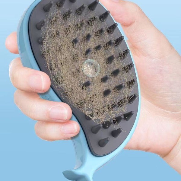 Steamy Cat Brush kattborste självrengörande katthår borste hårbo blå