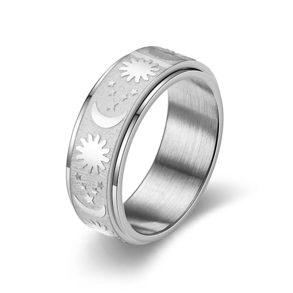 Roterende stjerne og måne stressaflastningsring - beroliger angst 8 mm sort nr. 9