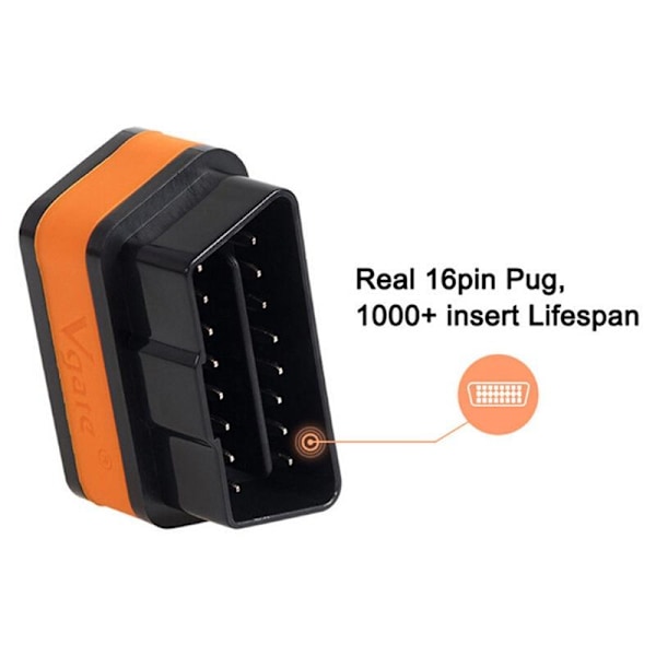 Vgate ICAR 2 WiFi - Musta ja oranssi väri - Tukee kahta järjestelmää kuten kuvassa