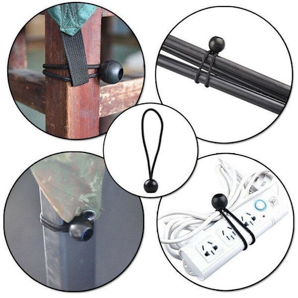 30 stk. bungee-snore bungee-reb med spænde sort / hvid hvid 10 cm