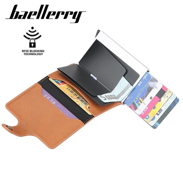 Baellerry RFID-blokerende aluminiums kortholder til mænd med auto sort